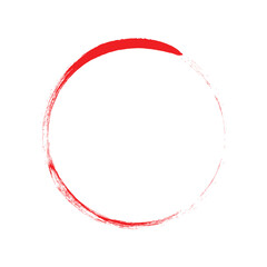 A dynamic red circle created with expressive brushstrokes
