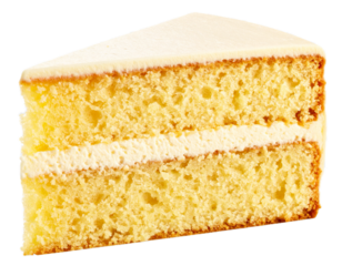 Victoria Sponge cake slice transparent PNG, isolated background.