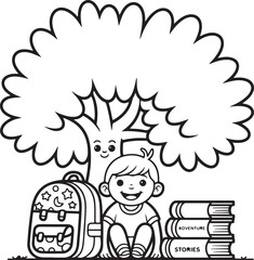 Fun Back to School Coloring Pages - Cute School Supplies, Classroom Scenes & Bus Designs for Kids, Printable PDF, First Day Activity Sheets Art & Illustration