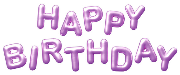 3D画像_風船_HAPPY BIRTHDAY_紫