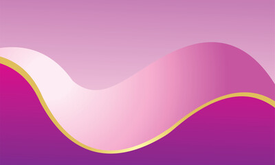Elegant Pink and Purple Wave Background with Gold Accents – Vector Wallpaper Design