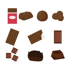Set Chocolate Flat Design Cartoon Illustration