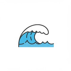 Minimalist cartoon wave illustration in blue and white colors  