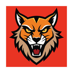 Snarling Bobcat Head in Comic Style