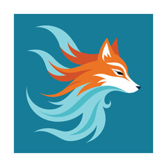 Wind Spirit Fox Head with Flowing Lines
