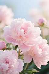Obraz premium Close-Up of Pink Peony Flowers in Soft Morning Light – Romantic Floral Bloom