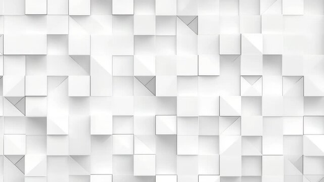 Abstract white geometric background with 3D cubes and rectangles arranged in a pattern. Clean and modern design suitable for various applications.