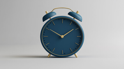Retro black metal alarm clock with bells showing time on a white background