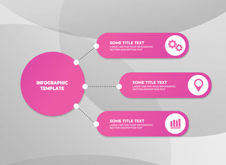infographic template design in pink tones on a gray background with text for your information and icons