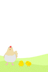 ニワトリの背景（ハガキ）　B-1