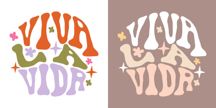Viva la Vida Summer Typography Vibrant Inspirational Quote, Handwritten Vector Art for T-Shirts, Posters, Social Media