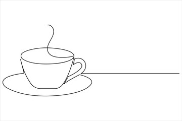 One line drawing of coffee cup in modern minimalist style with a clean vector outline