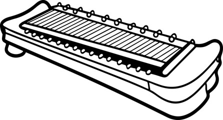 Santoor black outline vector and illustration, coloring book page