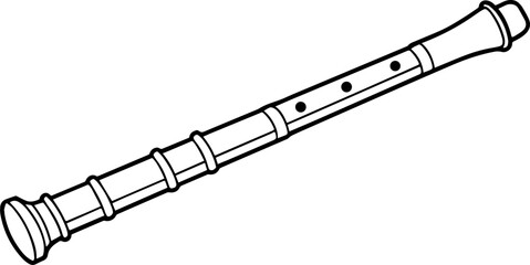 Shakuhachi black outline vector and illustration, coloring book page