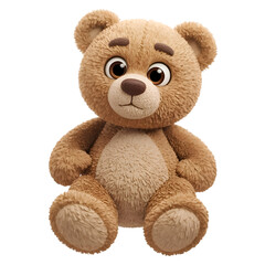 Obraz premium Cute Cartoon Teddy Bear Sitting Down Isolated On White Background