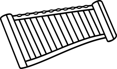 Pan flute black outline vector and illustration, coloring book page
