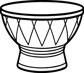Djembe black outline vector and illustration, coloring book page
