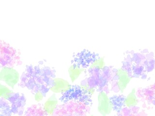 白バックに抽象的なピンクと紫の紫陽花の背景素材イラスト！！