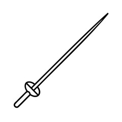 Simple outline illustration of a fencing epee weapon with minimalist black lines