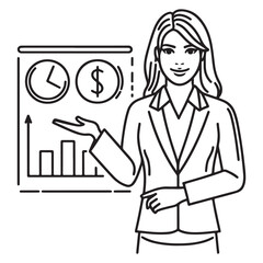 Businesswoman in a business presentation vector illustration