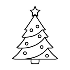 Minimalist black and white christmas tree with star decoration for festive season