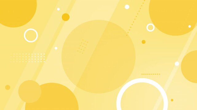 明るい黄色の円が広がるポップなジオメトリック背景映像