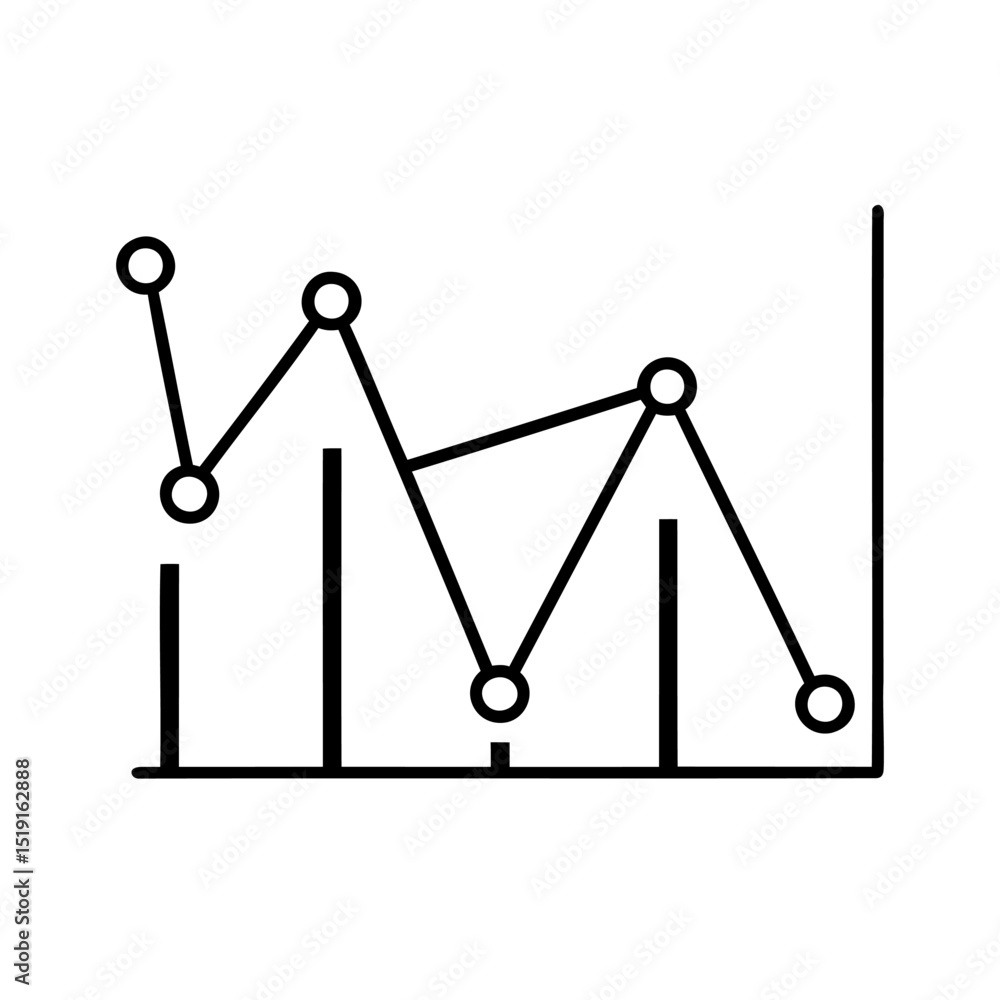 Poster abstract black and white line graph showing data visualization and trends on white background