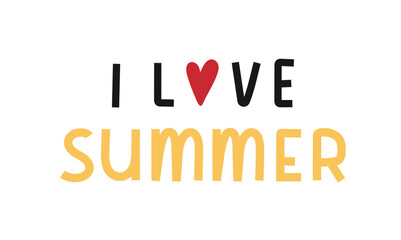 I love Summer handwritten phrase with editable stroke. Hand-drawn Lettering. Text created by hand. Quote for inspiring poster, social media post, project. Elegant and artistic words with heart.