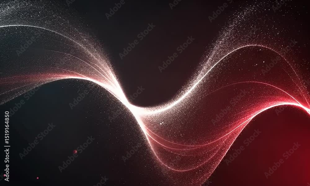 Poster elegant wave of sparkling particles in red and white against a dark backdrop abstract design perfect