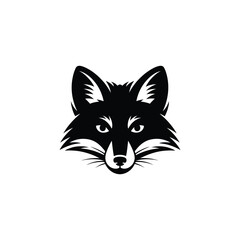 Fototapeta premium Striking Black Fox Head Logo, Simple Illustration on White Background