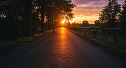 Sunset Path: A Glowing Road Through Trees