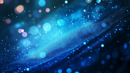 This picture shows a mysterious cosmic scene with blue nebulae and twinkling light spots intertwined, creating a dreamy visual effect.