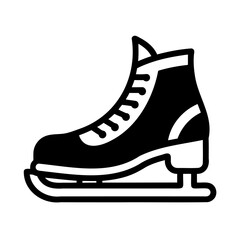 Simple black and white vector illustration of a classic ice skate isolated on white