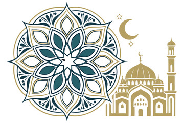 Elegant mandala logo with islamic geometric patterns