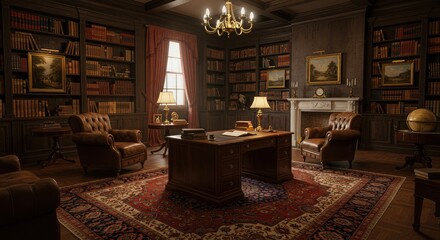 Timeless Elegance "Old Money" Aesthetic Vintage Luxury Library Interior