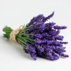 Lavender bouquet arranged on a white background for decoration or gifting purposes