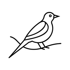 Minimalist line drawing of a perched bird depicting nature and simple vector illustration