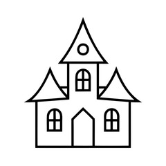 Simple halloween house outline vector illustration suitable for coloring book and designs