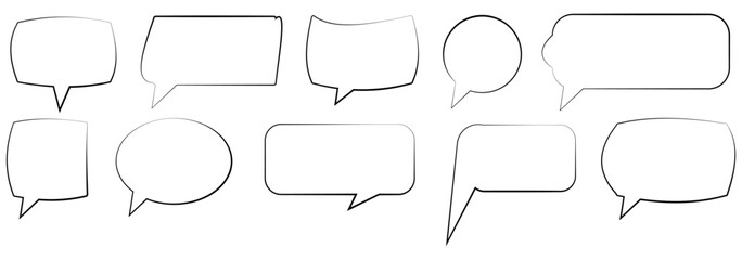 Fototapeta premium Set of comment speech bubble on orange background. Chat message speech bubble