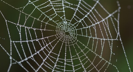 Obraz premium Spiderweb with Water Droplets