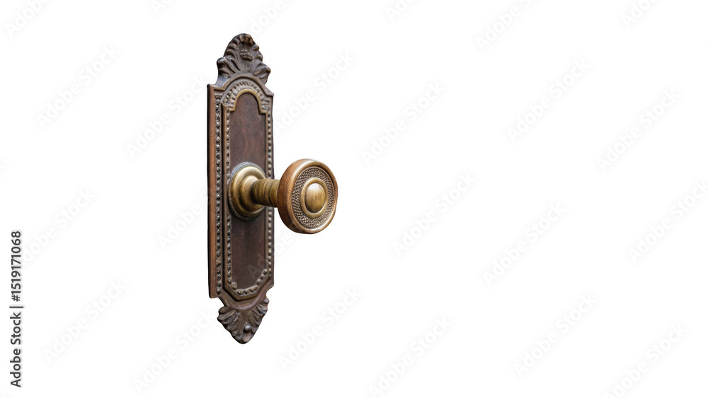 Aufkleber close up of an old ornate doorknob with a transparent background, showcasing its intricate details a
