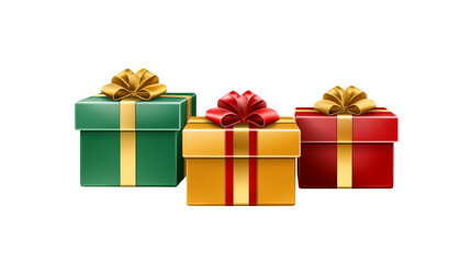 Gift Boxes with Bows on Transparent Background