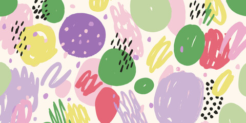 Abstract Seamless Pattern Colorful Doodle Background for Design Projects