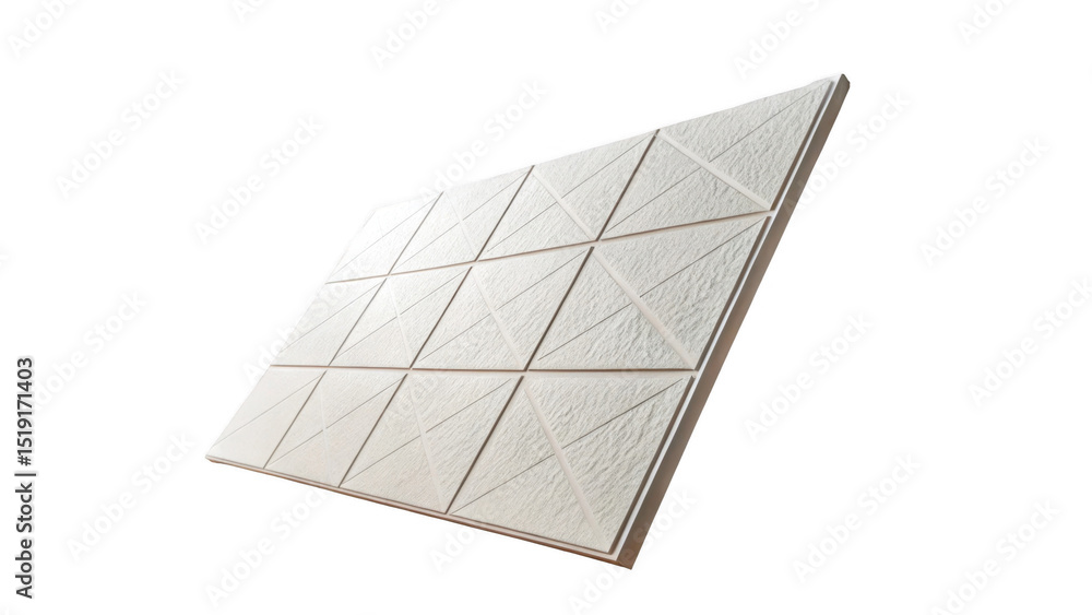 Poster White gypsum 3d panel featuring a triangular pattern creates a visually appealing design element, perfect for enhancing interior spaces with a modern touch, on transparent background