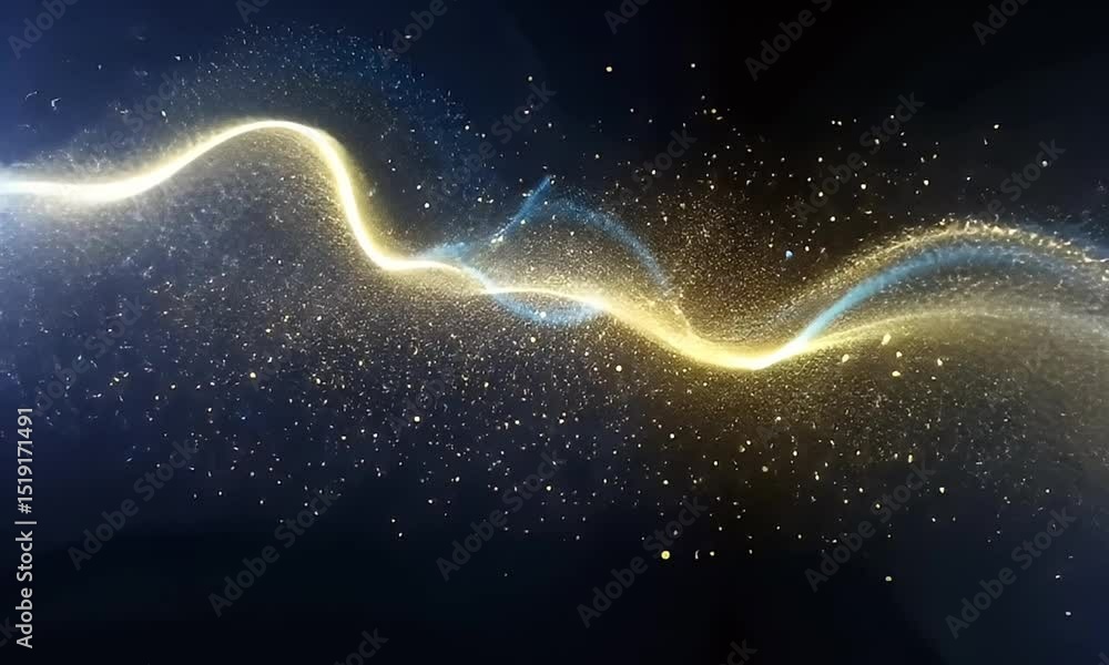 Aufkleber swirling golden particles with luminous trails on dark backdrop creates a magical and dynamic abstra