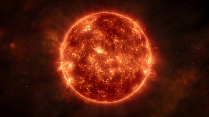 Fiery cosmic sun imagery