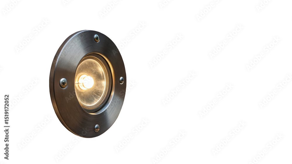 Poster recessed floor lamp emitting warm light, ideal for outdoor or indoor settings, featuring a sleek met
