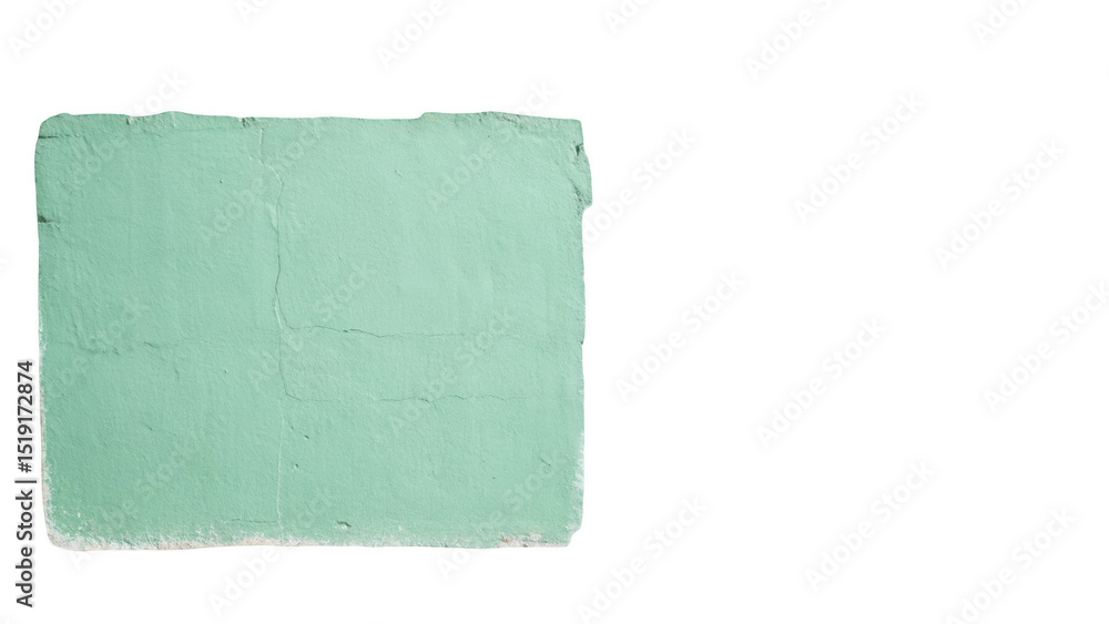 Poster Rectangular slab of concrete, painted green and showing signs of wear, isolated on a transparent background, providing a versatile asset for various design projects