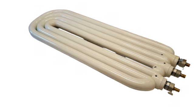 Long multi tube fluorescent light bulb, isolated on a transparent background, providing efficient and uniform illumination for large spaces in offices, homes, and industrial settings