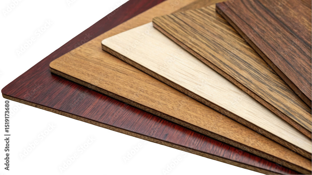 Poster Decorative wooden panels stacked to create a gradient of textures and colors, featuring a transparent background for seamless integration into interior design projects